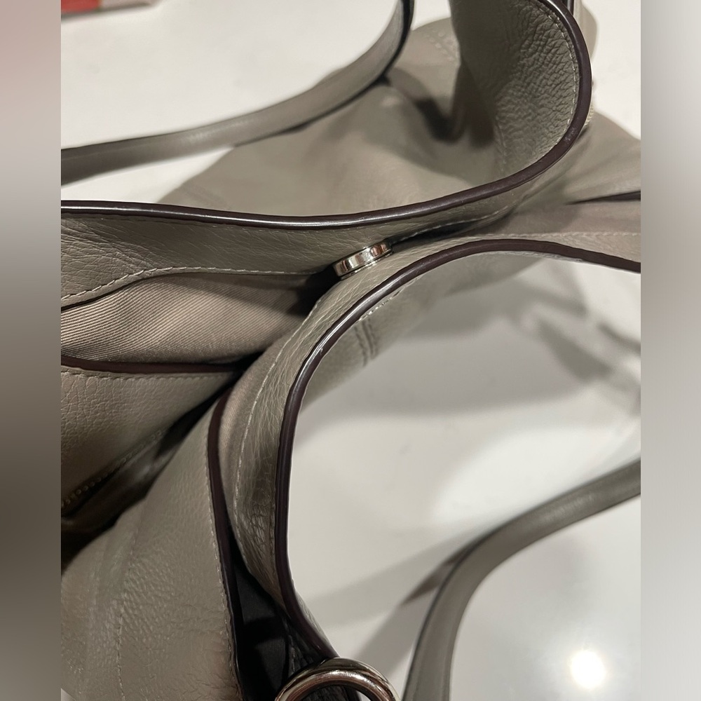 Coach Lexy Edie Shoulder Bag Pebbled Leather Taupe Beige - Picture 9 of 13